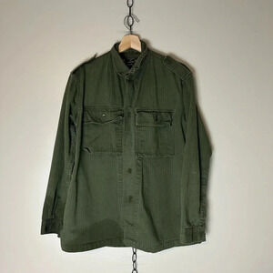 Vintage 1970s PVBA Monetex Belgian Military Button-up Large